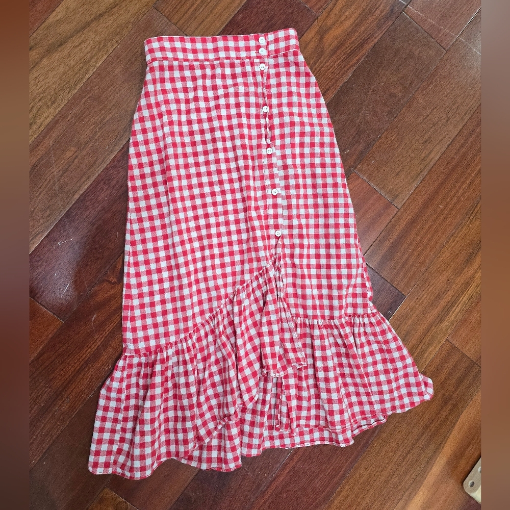 Red and White Gingham Skirt